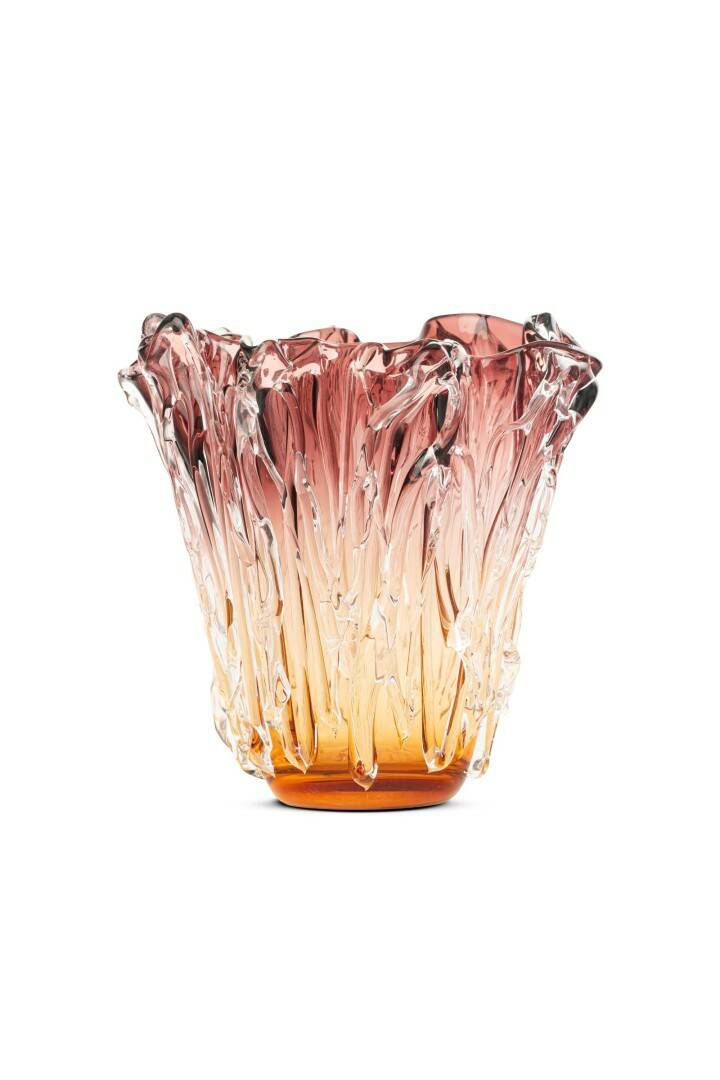 İTHAL AMBER/ŞEFFAF/KIRMIZI DETAY VAZO