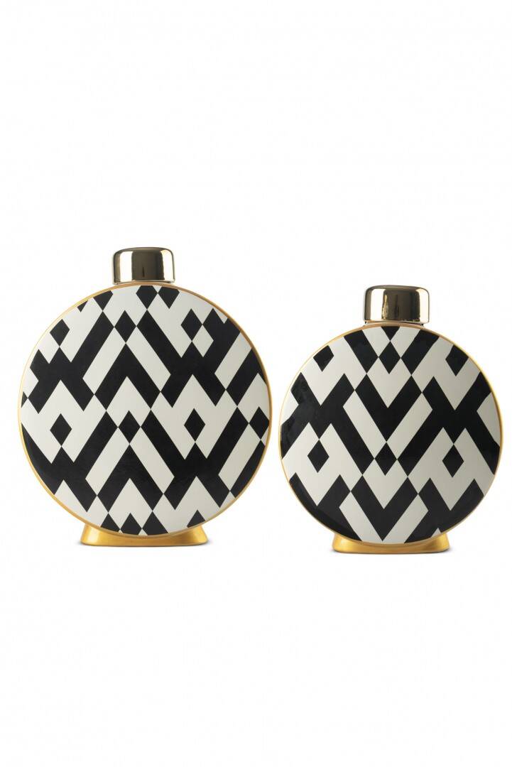 SİYAH GOLD DETAYLI SERAMİK VAZO