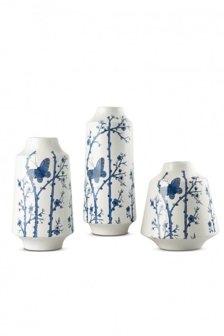 BEYAZ KELEBEK DETAY SERAMİK VAZO