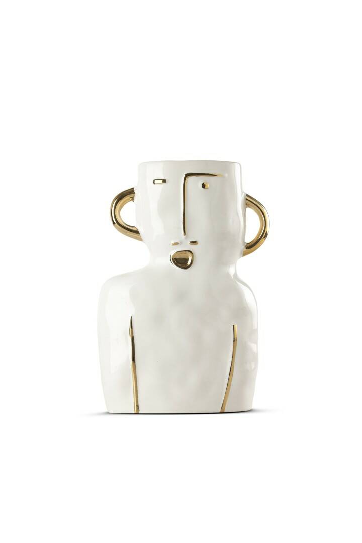 BEYAZ GOLD DETAYLI SERAMİK OBJE