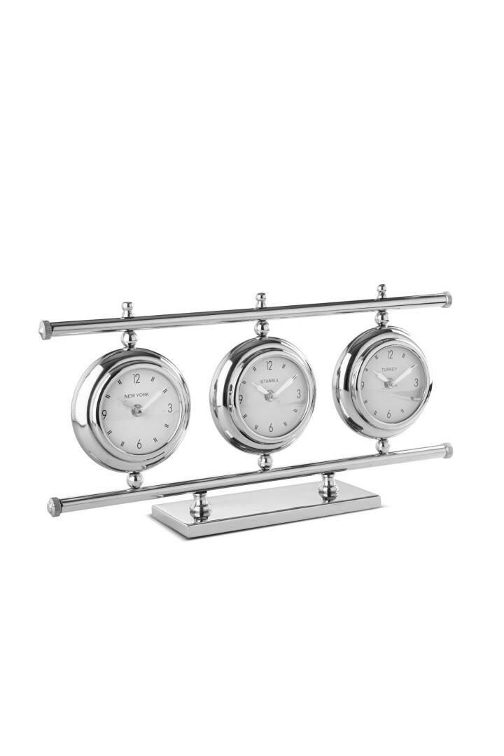 Dekoratif İthal Silver Detay Masa Saati