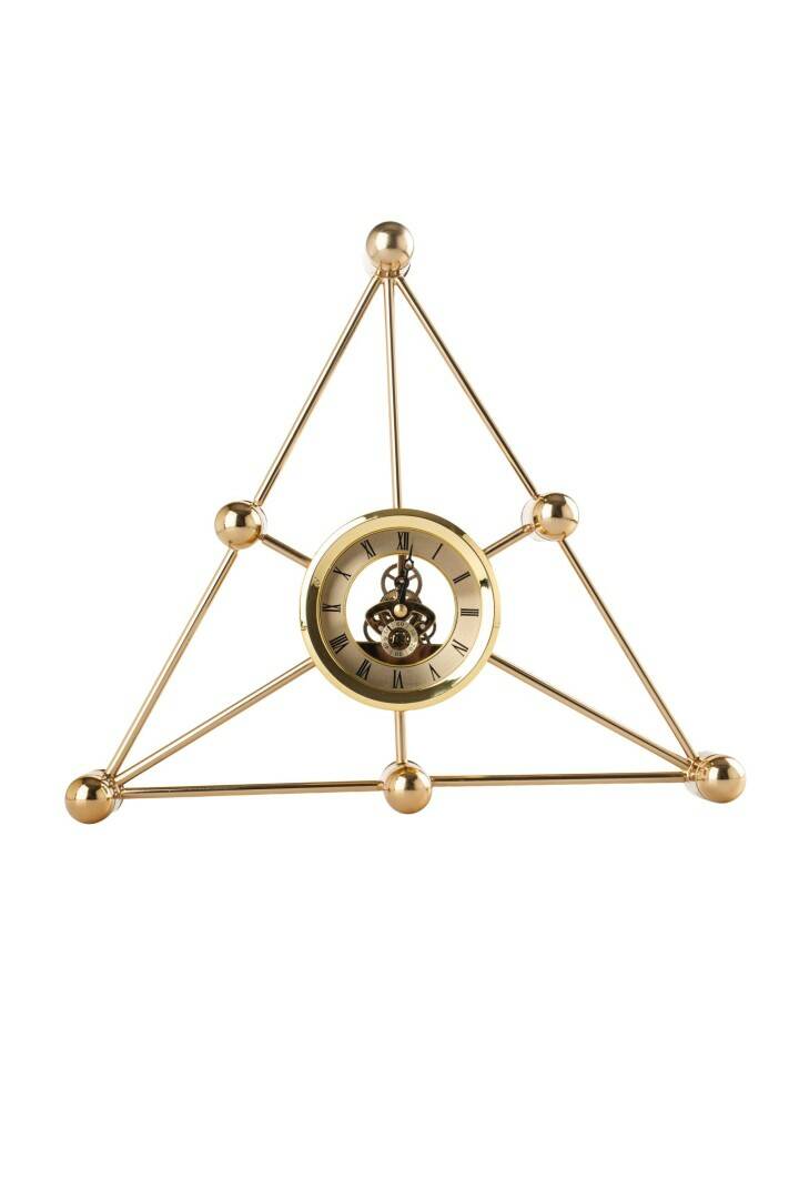 Dekoratif Üçgen İthal Gold Masa Saati