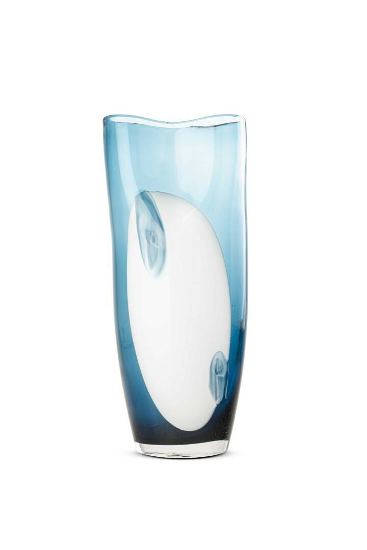 İTHAL CAM MAVİ DESEN VAZO