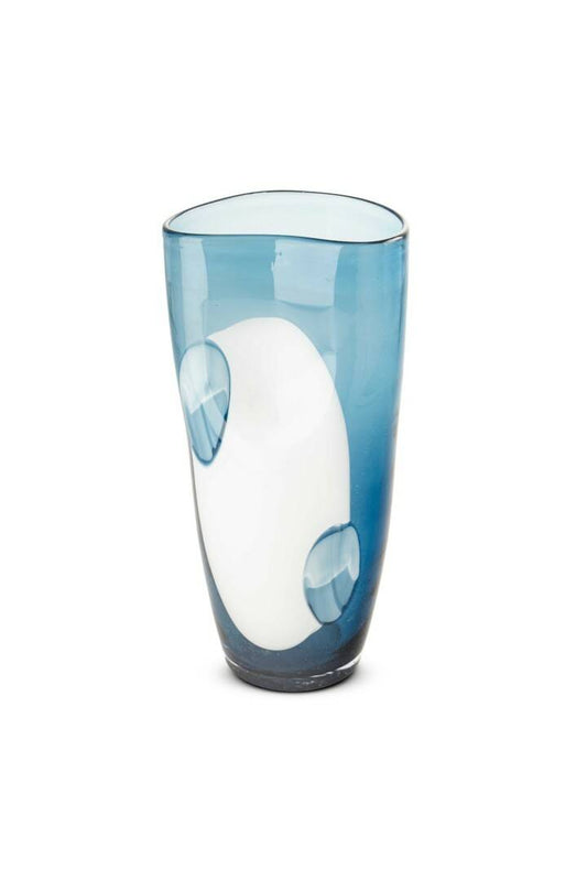 İTHAL CAM MAVİ DESEN VAZO