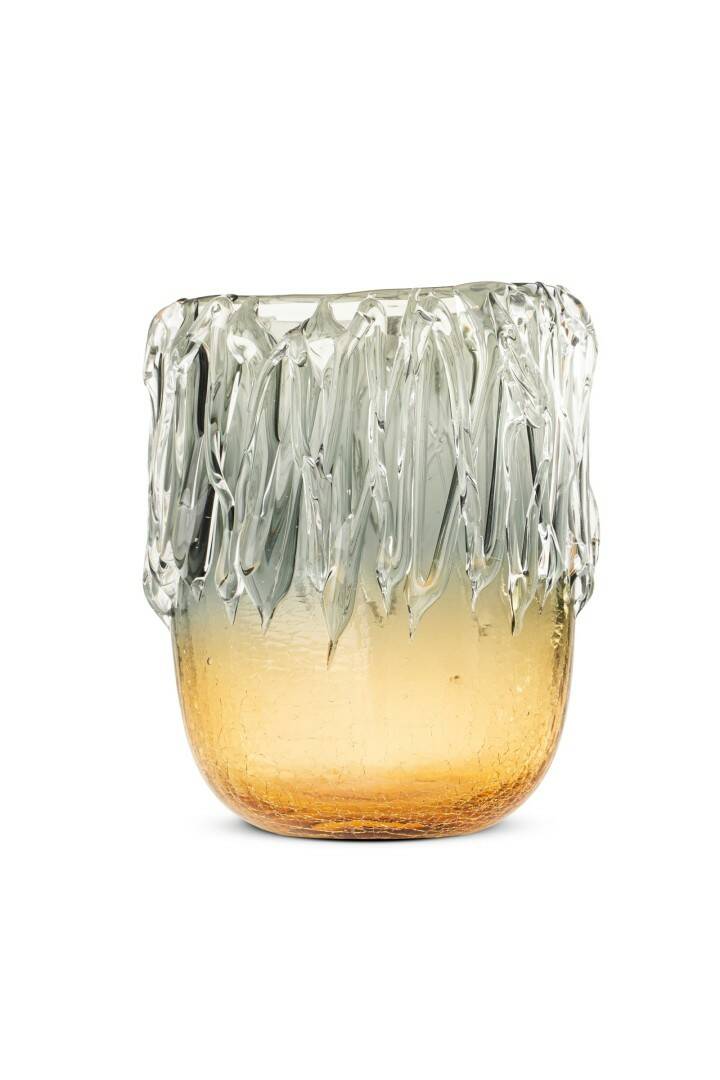 İTHAL CAM AMBER/GRİ DETAY VAZO