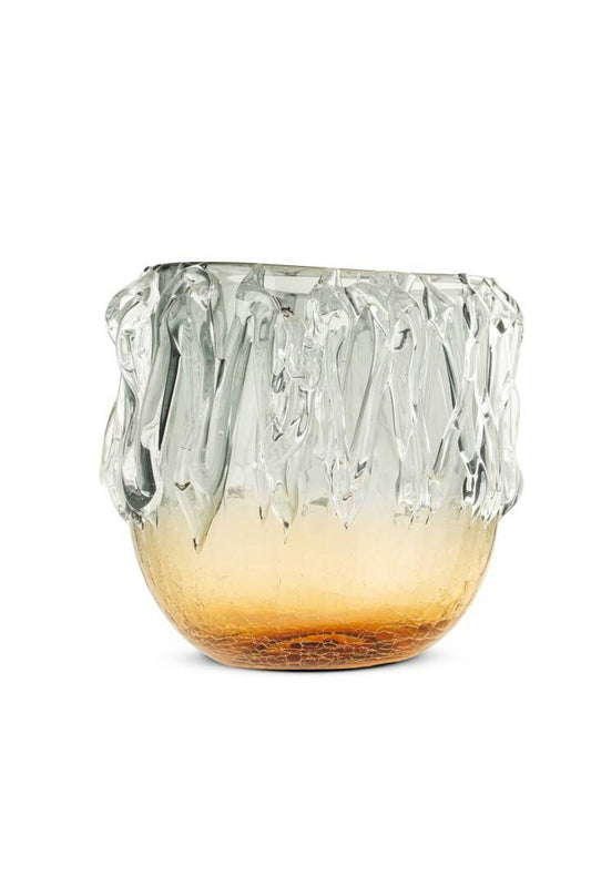 İTHAL CAM AMBER/GRİ DETAY VAZO