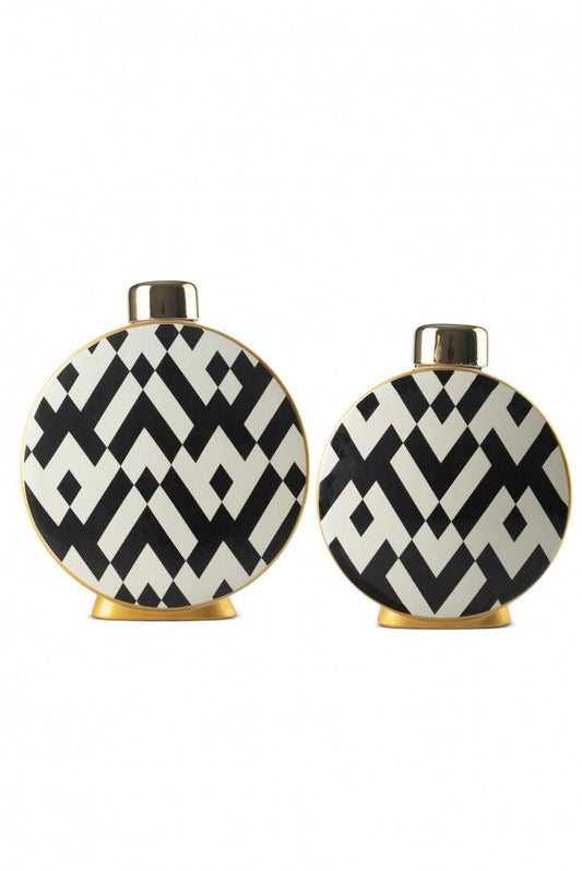 SİYAH GOLD DETAYLI SERAMİK VAZO