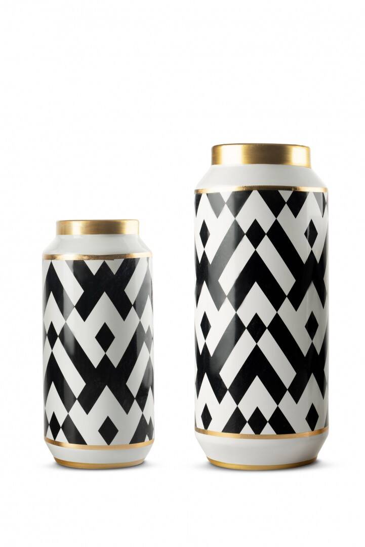 SİYAH GOLD DETAYLI SERAMİK VAZO