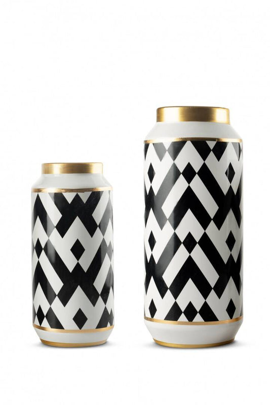 SİYAH GOLD DETAYLI SERAMİK VAZO