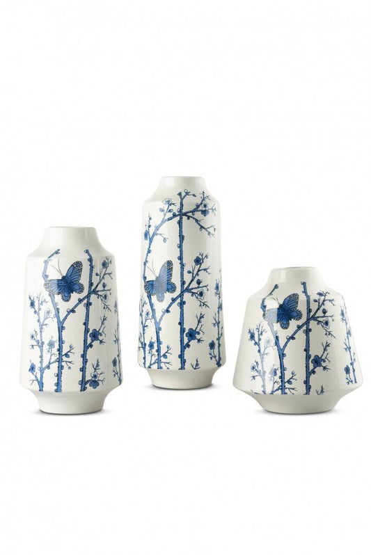 BEYAZ KELEBEK DETAY SERAMİK VAZO