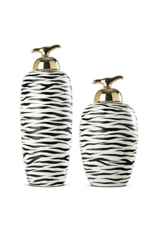 ZEBRA DESEN GOLD DETAYLI 2'Lİ SERAMİK KÜP