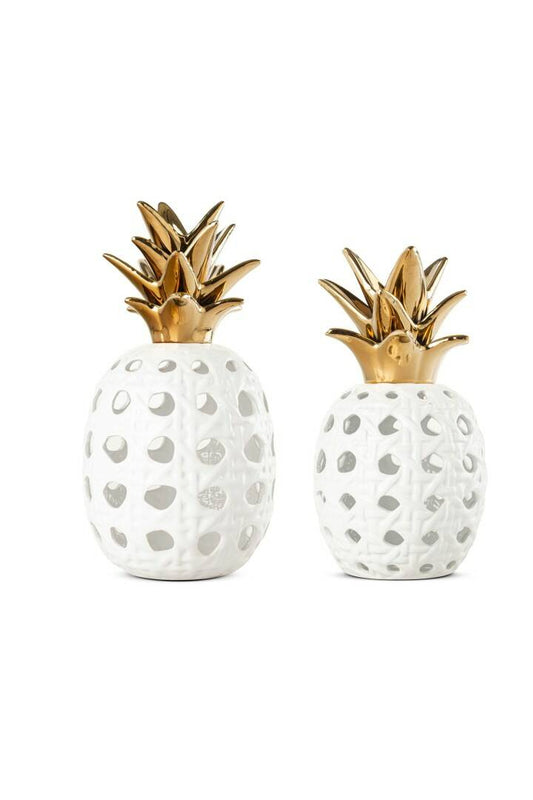 ANANAS GOLD DETAYLI 2'Lİ SERAMİK OBJE