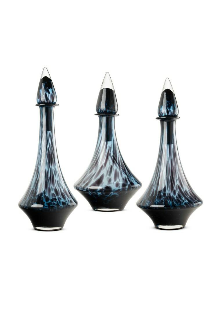 İTHAL DESENLİ MAVİ ŞİŞE VAZO